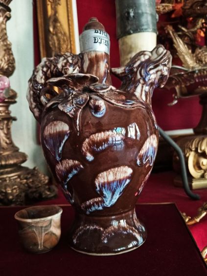 ขวดมังกรเก่าโบราณเนื้อกระเบื้องเคลือบเขียนสีลายนูนสภาพเยี่ยม รูปที่ 10