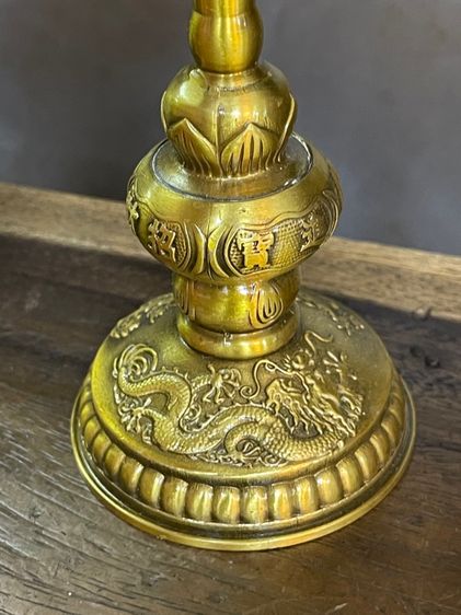 เชิงเทียน หงษ์ มังกร ทองเหลืองสะสม รูปที่ 7