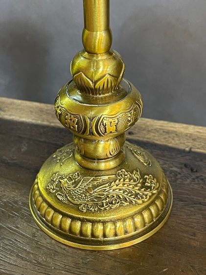 เชิงเทียน หงษ์ มังกร ทองเหลืองสะสม รูปที่ 6