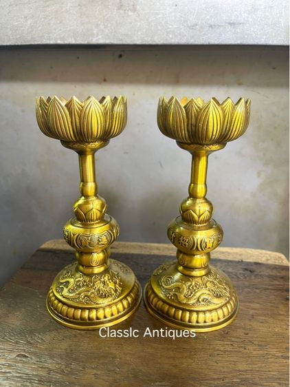 เชิงเทียน หงษ์ มังกร ทองเหลืองสะสม รูปที่ 2