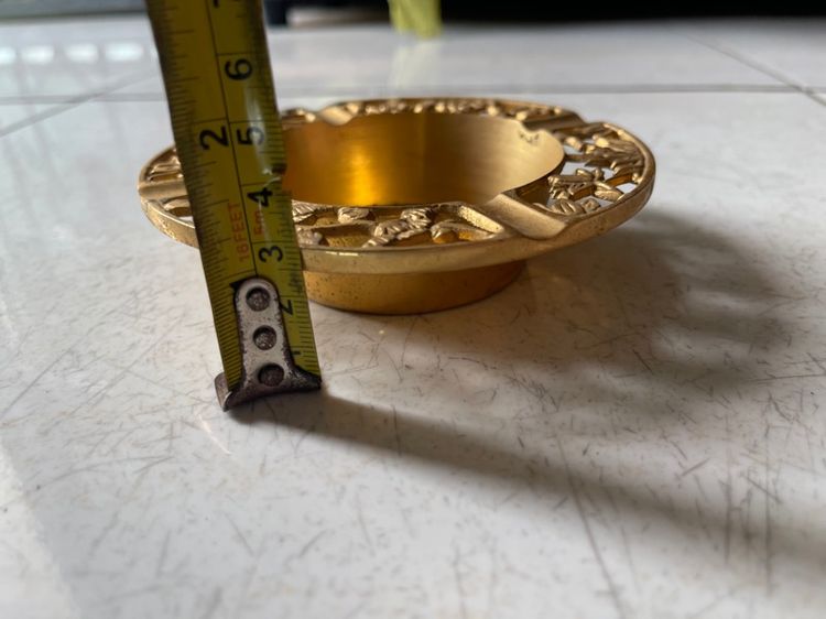 ที่เขี่ย ลายดอกไม้สี่ฤดู ทองเหลืองเก่าสะสม รูปที่ 9