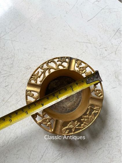 ที่เขี่ย ลายดอกไม้สี่ฤดู ทองเหลืองเก่าสะสม รูปที่ 8