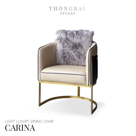 เก้าอี้ตั้งข้างห้อง/เก้าอี้โต๊ะอาหาร หนัง อื่นๆ CARINA Light Luxury Dining Chair เก้าอี้หรู เก้าอี้อาหาร รุ่น คารินา