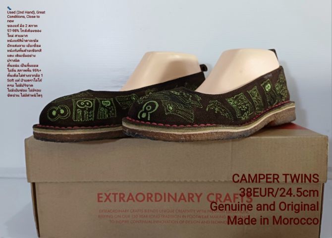 CAMPER TWINS Sandals 38EUR(24.5cm) Original งาน Morocco ของแท้ มือ 2 สภาพใกล้เคียงของใหม่, รองเท้าแตะแบบสวม CAMPER หนังแท้ พื้นเต็ม งดงามมาก รูปที่ 5