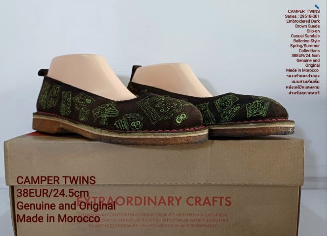 CAMPER TWINS Sandals 38EUR(24.5cm) Original งาน Morocco ของแท้ มือ 2 สภาพใกล้เคียงของใหม่, รองเท้าแตะแบบสวม CAMPER หนังแท้ พื้นเต็ม งดงามมาก รูปที่ 4