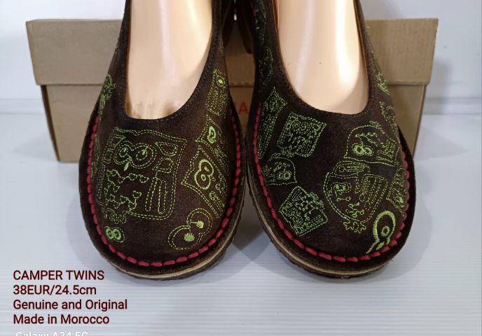 CAMPER TWINS Sandals 38EUR(24.5cm) Original งาน Morocco ของแท้ มือ 2 สภาพใกล้เคียงของใหม่, รองเท้าแตะแบบสวม CAMPER หนังแท้ พื้นเต็ม งดงามมาก รูปที่ 3