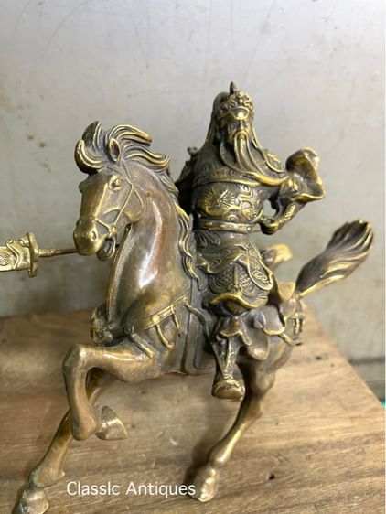 เทพกวนอู ขี่ม้าทองเหลืองสะสม A1 รูปที่ 5