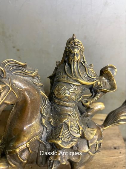 เทพกวนอู ขี่ม้าทองเหลืองสะสม A1 รูปที่ 6