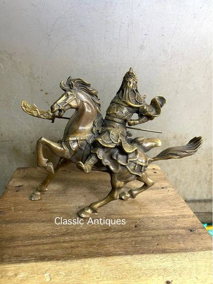 เทพกวนอู ขี่ม้าทองเหลืองสะสม A1 รูปที่ 2