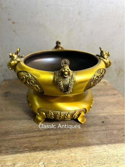 กระถาง สัตว์เทพทั้งสี่ คางคกสามขา กิมเซียมซู หมุนได้สะสม