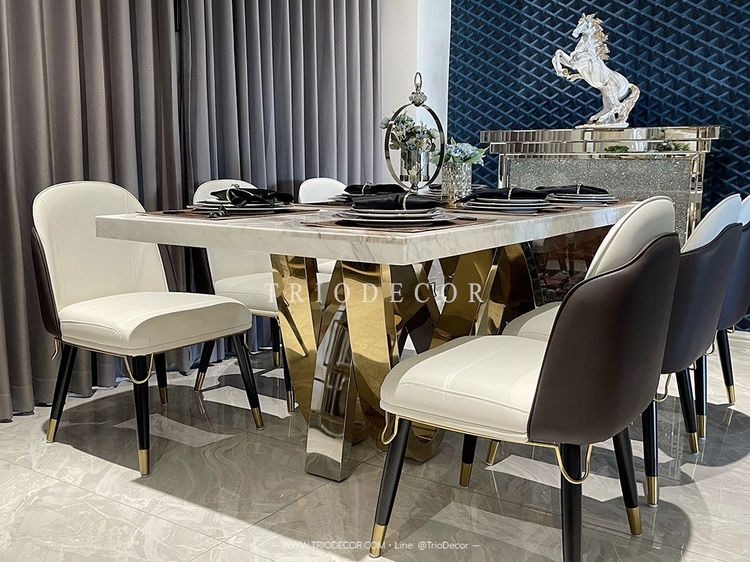 ESTELLE-II luxurious Italian dining set ชุดโต๊ะอาหารลัคชูรี่ ท็อปหิน 6ที่นั่ง รุ่น เอสเทล 2 รูปที่ 10