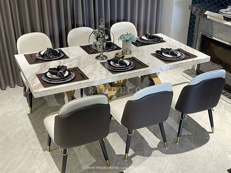 ESTELLE-II luxurious Italian dining set ชุดโต๊ะอาหารลัคชูรี่ ท็อปหิน 6ที่นั่ง รุ่น เอสเทล 2 รูปที่ 11