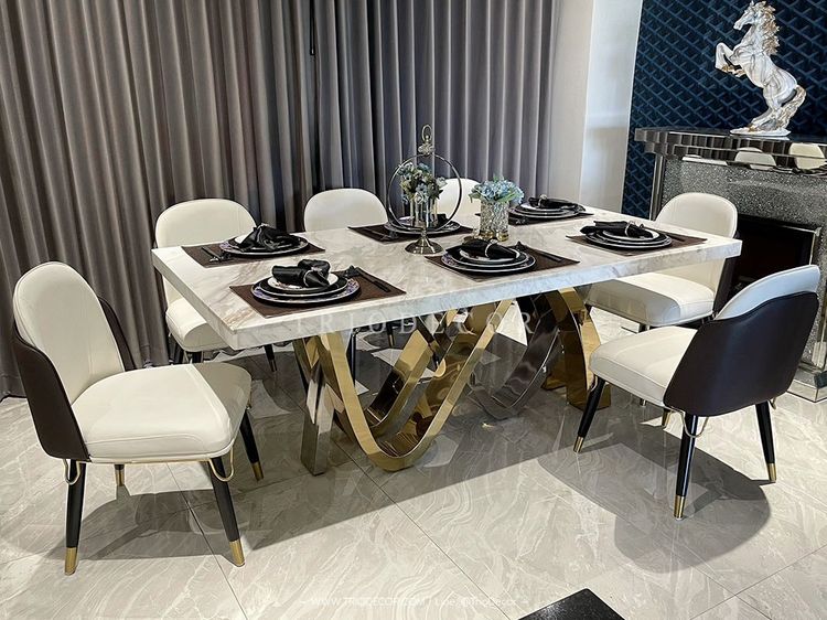 ESTELLE-II luxurious Italian dining set ชุดโต๊ะอาหารลัคชูรี่ ท็อปหิน 6ที่นั่ง รุ่น เอสเทล 2 รูปที่ 12