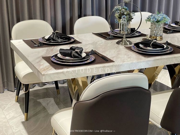 ESTELLE-II luxurious Italian dining set ชุดโต๊ะอาหารลัคชูรี่ ท็อปหิน 6ที่นั่ง รุ่น เอสเทล 2 รูปที่ 9