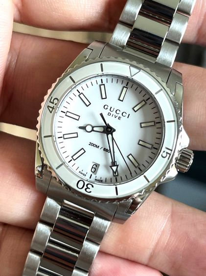 GUCCI Dive YA136402 136.4 32mm White Dial Women's Quartz Watch รูปที่ 7
