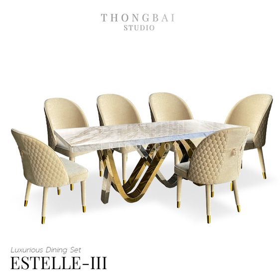 ESTELLE III luxurious Italian dining set ชุดโต๊ะอาหารโมเดิร์น 6ที่นั่ง 200cm. รุ่น เอสเทล 3
