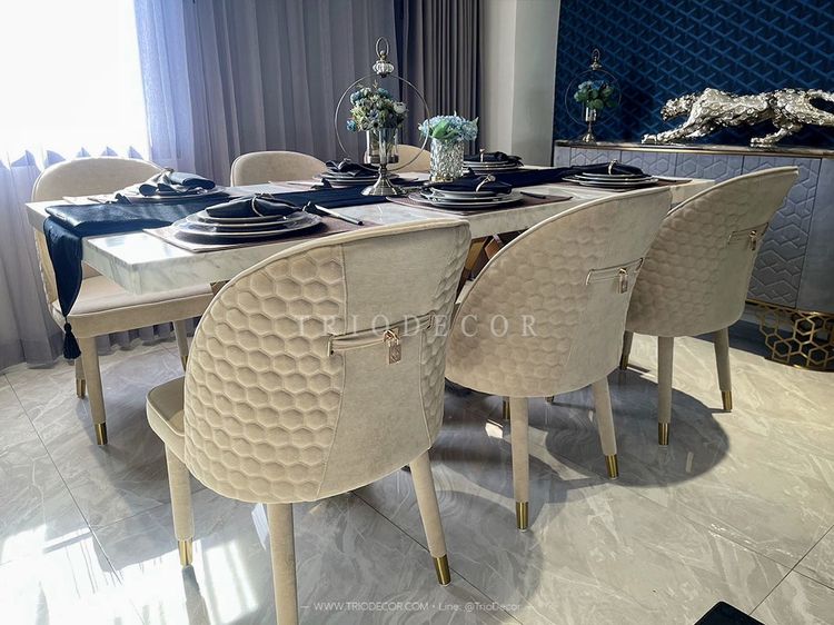 ESTELLE III luxurious Italian dining set ชุดโต๊ะอาหารโมเดิร์น 6ที่นั่ง 200cm. รุ่น เอสเทล 3 รูปที่ 9
