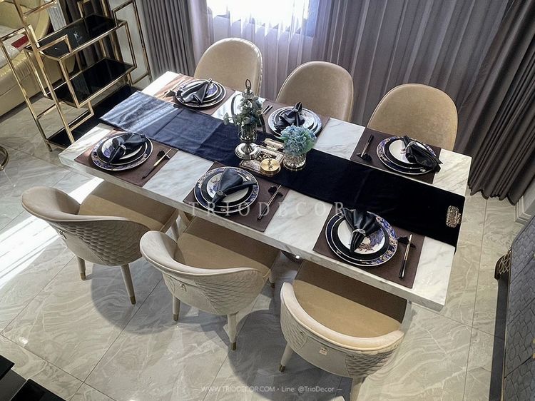 ESTELLE III luxurious Italian dining set ชุดโต๊ะอาหารโมเดิร์น 6ที่นั่ง 200cm. รุ่น เอสเทล 3 รูปที่ 2