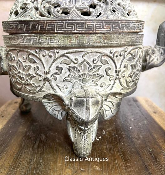 กระถางกำยาน คชสาร ช้างทองเหลืองสะสม A78 รูปที่ 7