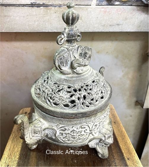 กระถางกำยาน คชสาร ช้างทองเหลืองสะสม A78 รูปที่ 13