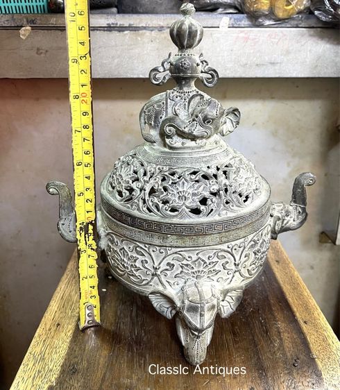 กระถางกำยาน คชสาร ช้างทองเหลืองสะสม A78 รูปที่ 14