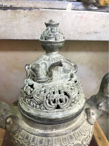 กระถางกำยาน คชสาร ช้างทองเหลืองสะสม A79 รูปที่ 3