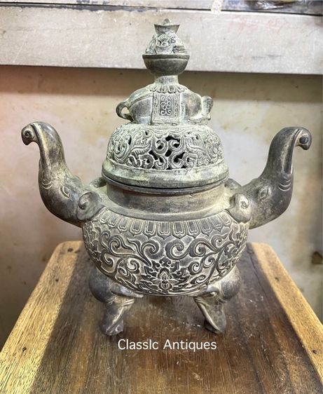 กระถางกำยาน คชสาร ช้างทองเหลืองสะสม A79 รูปที่ 10