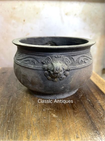 กระถาง หัวสิงห์ ทองเหลืองสะสม รูปที่ 3