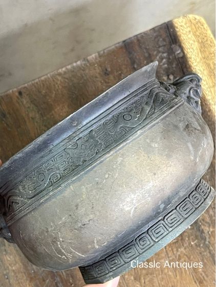 กระถาง หัวสิงห์ ทองเหลืองสะสม รูปที่ 8