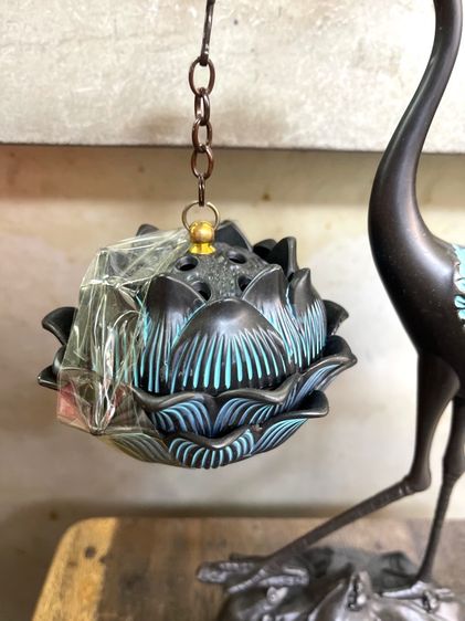 กระถางกำยาน นกกระเรียน ทองเหลืองสะสม A81 รูปที่ 3