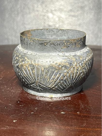 กระปุก ทองเหลืองกะไหล่เงิน ตอกตราจีนโบราณเก่าสะสม รูปที่ 7