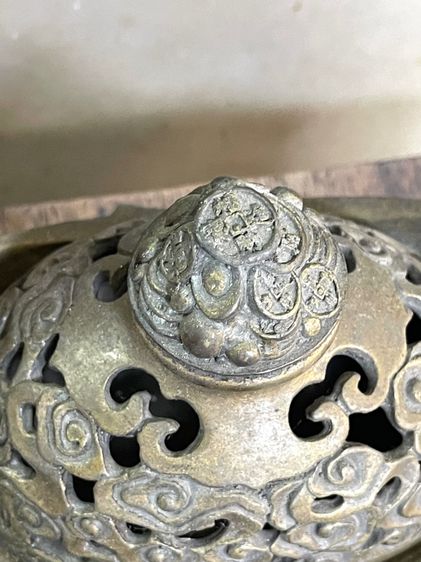 กระถางกำยาน ก้อนทองจีน ทองเหลืองสะสม A80 รูปที่ 8