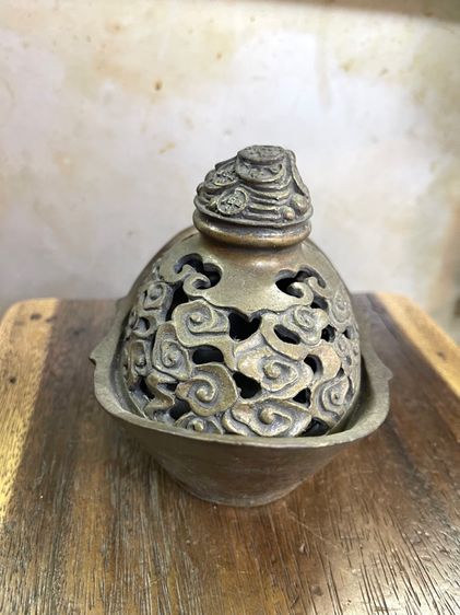 กระถางกำยาน ก้อนทองจีน ทองเหลืองสะสม A80 รูปที่ 4