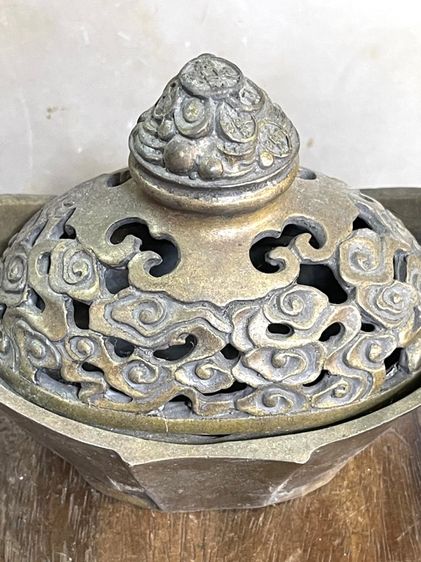 กระถางกำยาน ก้อนทองจีน ทองเหลืองสะสม A80 รูปที่ 6