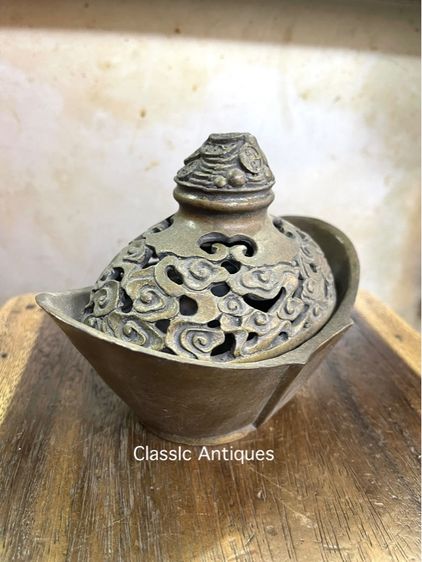 กระถางกำยาน ก้อนทองจีน ทองเหลืองสะสม A80 รูปที่ 3