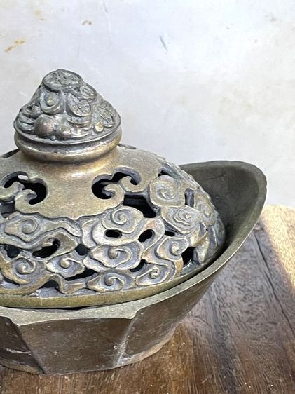 กระถางกำยาน ก้อนทองจีน ทองเหลืองสะสม A80 รูปที่ 7