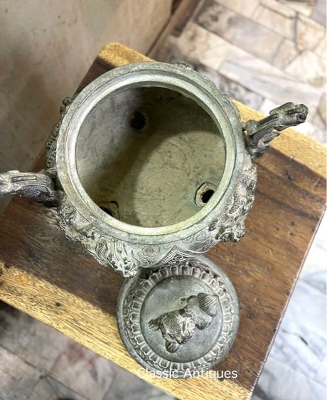 กระถางกำยาน มังกรขาสิงห์ ทองเหลือง A77 รูปที่ 11