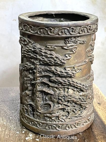 กระบอก ที่ใส่พู่กัน นกอินทรีย์ ทองเหลืองสะสมA5 รูปที่ 9