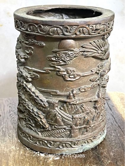 กระบอก ที่ใส่พู่กัน นกอินทรีย์ ทองเหลืองสะสมA5 รูปที่ 8