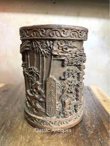 กระบอก ที่ใส่พู่กัน นกอินทรีย์ ทองเหลืองสะสมA5 รูปที่ 6