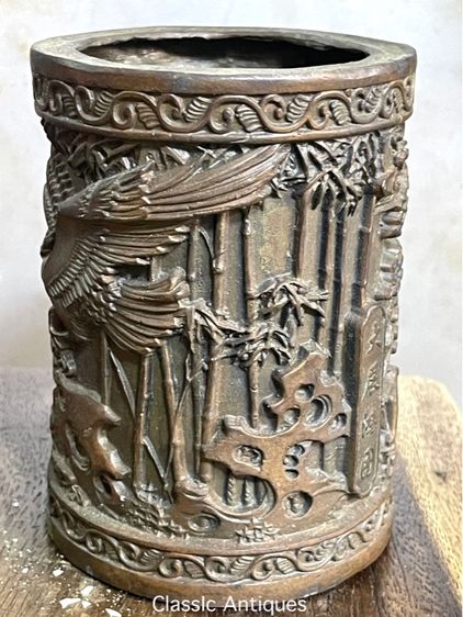 กระบอก ที่ใส่พู่กัน นกอินทรีย์ ทองเหลืองสะสมA5 รูปที่ 13