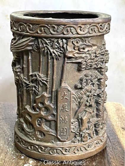 กระบอก ที่ใส่พู่กัน นกอินทรีย์ ทองเหลืองสะสมA5 รูปที่ 12