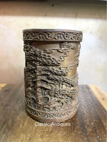 กระบอก ที่ใส่พู่กัน นกอินทรีย์ ทองเหลืองสะสมA5 รูปที่ 4