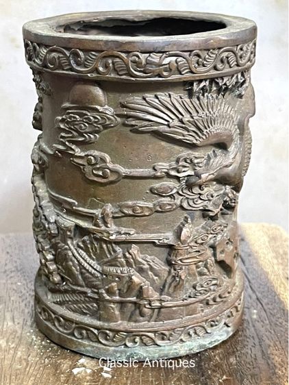 กระบอก ที่ใส่พู่กัน นกอินทรีย์ ทองเหลืองสะสมA5 รูปที่ 15