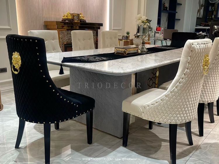 ESTHER luxurious Italian dining table โต๊ะอาหารหินอ่อน240cm. รุ่น เอสเธอร์ รูปที่ 9