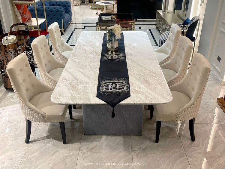 ESTHER luxurious Italian dining table โต๊ะอาหารหินอ่อน240cm. รุ่น เอสเธอร์ รูปที่ 8