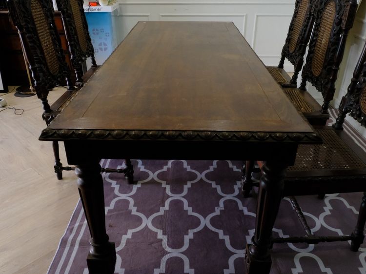 ชุดโต๊ะไม้อาหาร พร้อมเก้าอี้ 6ตัว เบาะตาข่าย งานยุโรปมาจากเยอรมนี รูปที่ 14