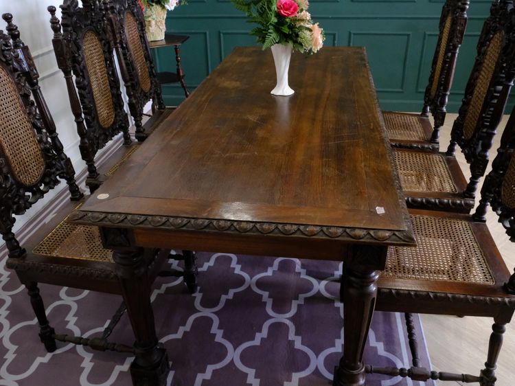 ชุดโต๊ะไม้อาหาร พร้อมเก้าอี้ 6ตัว เบาะตาข่าย งานยุโรปมาจากเยอรมนี รูปที่ 5