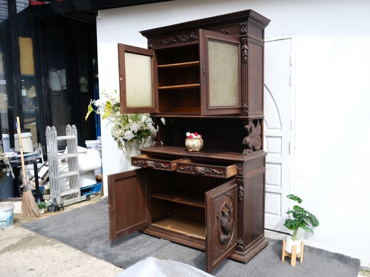 ตู้Buffet ทรงสูง งานไม้แกะสลักลายนก งานยุโรปมาจากเยอรมนี รูปที่ 5