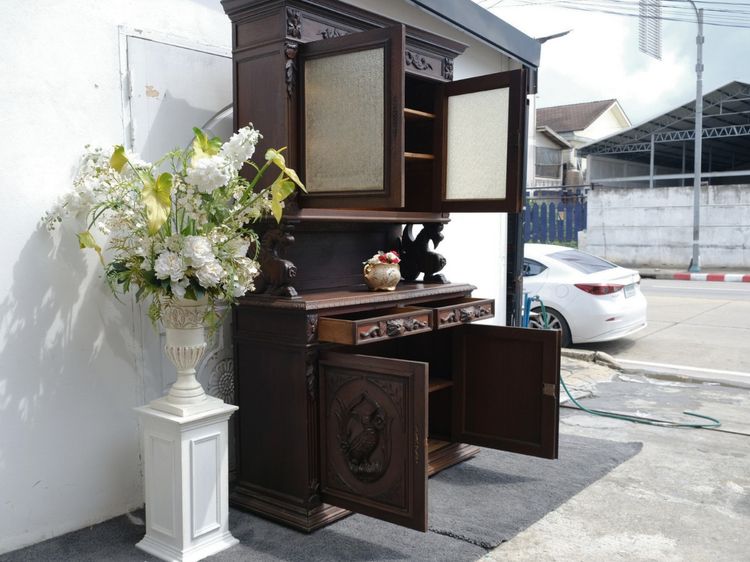 ตู้Buffet ทรงสูง งานไม้แกะสลักลายนก งานยุโรปมาจากเยอรมนี รูปที่ 6